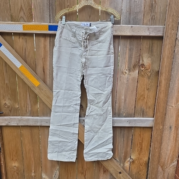 Jordache Cream Lace-Up Trousers - Picture 1 of 4